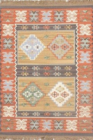 Beige Rust Wool 140X200 CM   (4'5"X6'5") Rug