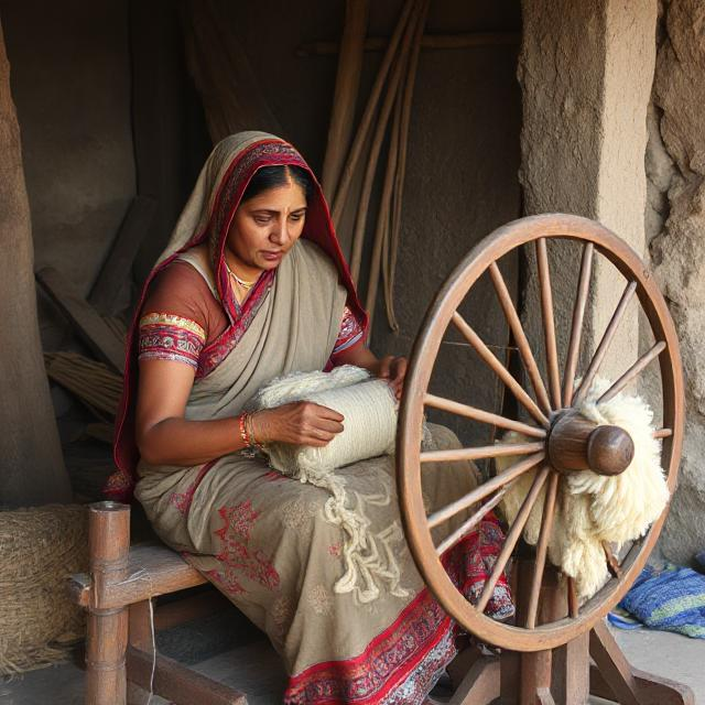 wool-spinning-wheel-by-indian-female-villager-19bbf4